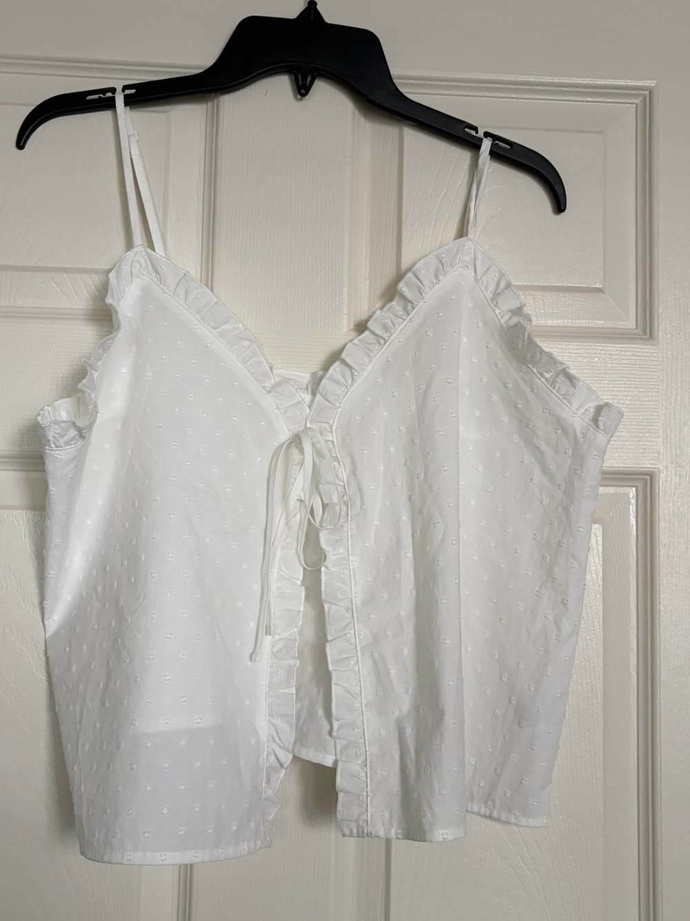 Colsie White Ruffled Eyelet Tie-Front Cami